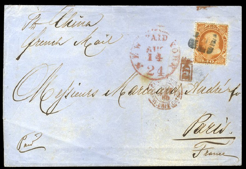Values of US Stamps Scott Catalog #38 - 1860 30c Franklin. Cherrystone Auctions, Mar 2009, Sale 200903, Lot 53