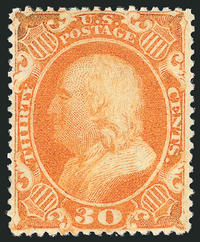 Costs of US Stamp Scott Catalog # 38 - 30c 1860 Franklin. Robert Siegel Auction Galleries, Mar 2011, Sale 1007, Lot 2173