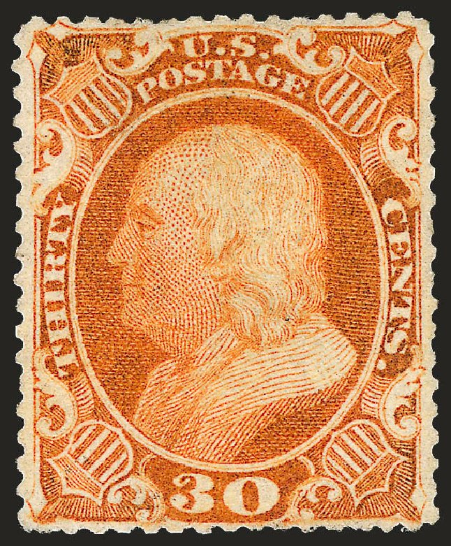 US Stamp Prices Scott #38 - 1860 30c Franklin. Robert Siegel Auction Galleries, Oct 2008, Sale 963, Lot 433