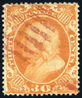 US Stamp Prices Scott Cat. #38: 30c 1860 Franklin. Harmer-Schau Auction Galleries, Aug 2011, Sale 90, Lot 1156