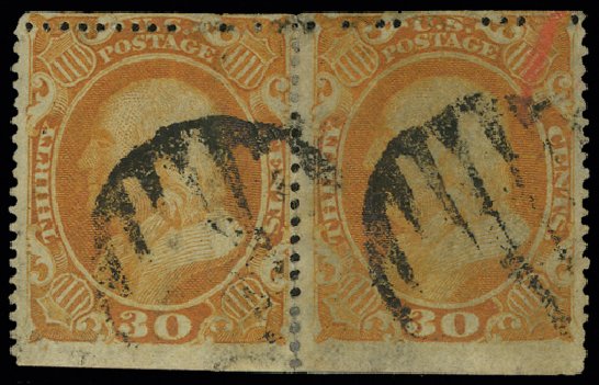 Value of US Stamps Scott # 38 - 1860 30c Franklin. H.R. Harmer, May 2014, Sale 3005, Lot 1076