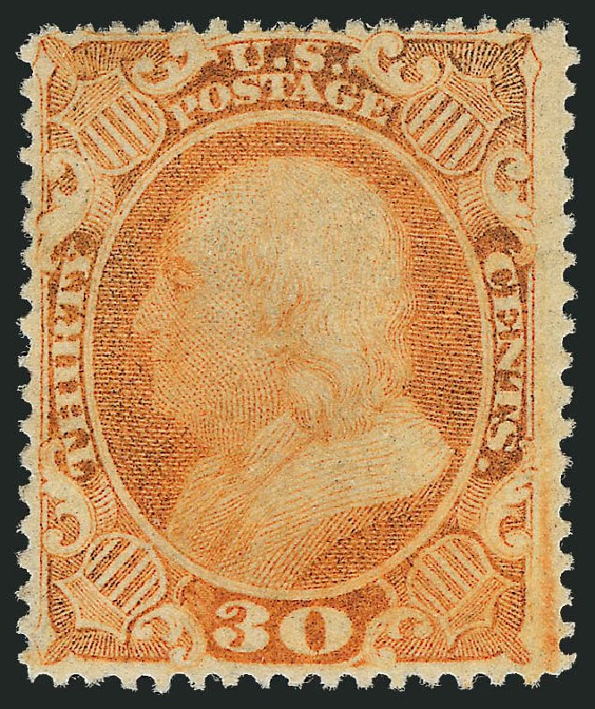 US Stamp Prices Scott Catalog #38: 30c 1860 Franklin. Robert Siegel Auction Galleries, Jun 2011, Sale 1011, Lot 436