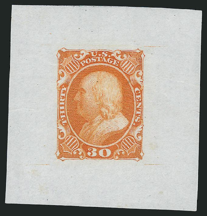 US Stamp Values Scott Catalog 38: 1860 30c Franklin. Robert Siegel Auction Galleries, Jun 2012, Sale 1026, Lot 1006