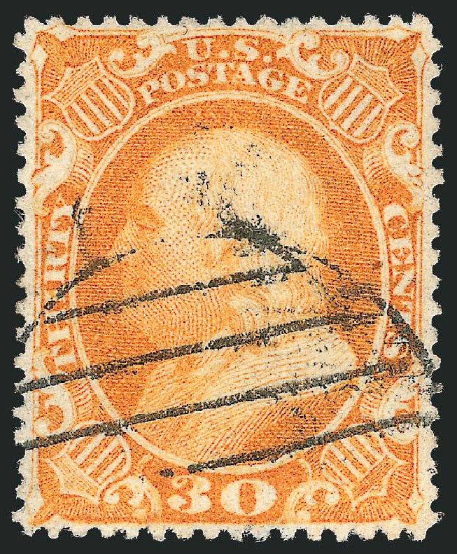 US Stamps Prices Scott 38: 1860 30c Franklin. Robert Siegel Auction Galleries, Oct 2012, Sale 1032, Lot 3096