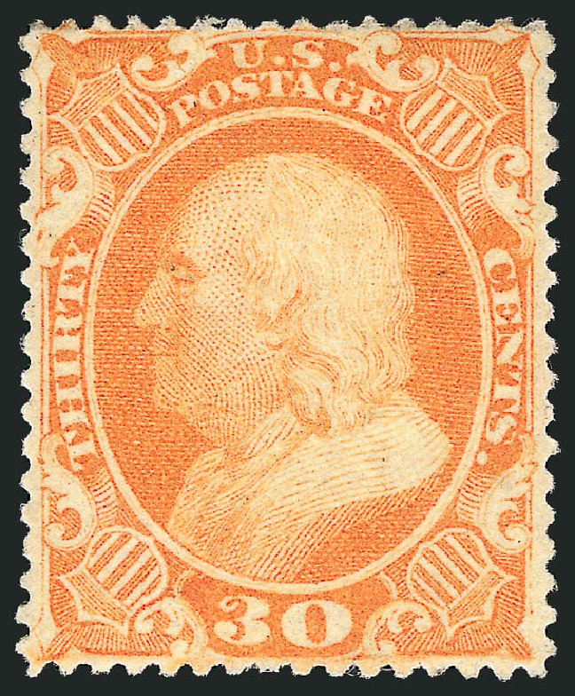 US Stamps Value Scott Catalog #38 - 1860 30c Franklin. Robert Siegel Auction Galleries, Sep 2014, Sale 1078, Lot 126
