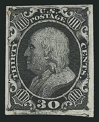 Cost of US Stamp Scott Cat. 38 - 30c 1860 Franklin. Robert Siegel Auction Galleries, Sep 2008, Sale 962, Lot 2006