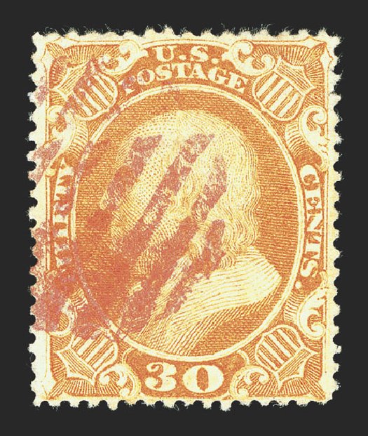 US Stamps Price Scott Catalogue # 38: 30c 1860 Franklin. Spink Shreves Galleries, Mar 2013, Sale 142, Lot 156