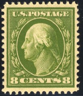 Value of US Stamp Scott Cat. # 380: 1911 8c Washington Perf 12. Cherrystone Auctions, Mar 2008, Sale 200803, Lot 259