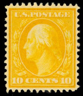 US Stamps Values Scott 381: 10c 1911 Washington Perf 12. Daniel Kelleher Auctions, Mar 2013, Sale 635, Lot 499