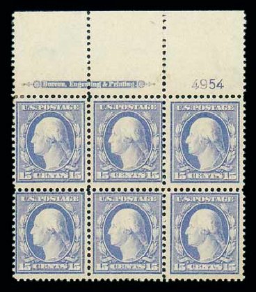 Value of US Stamps Scott Cat. 382: 15c 1911 Washington Perf 12. Matthew Bennett International, Jun 2007, Sale 319, Lot 1408