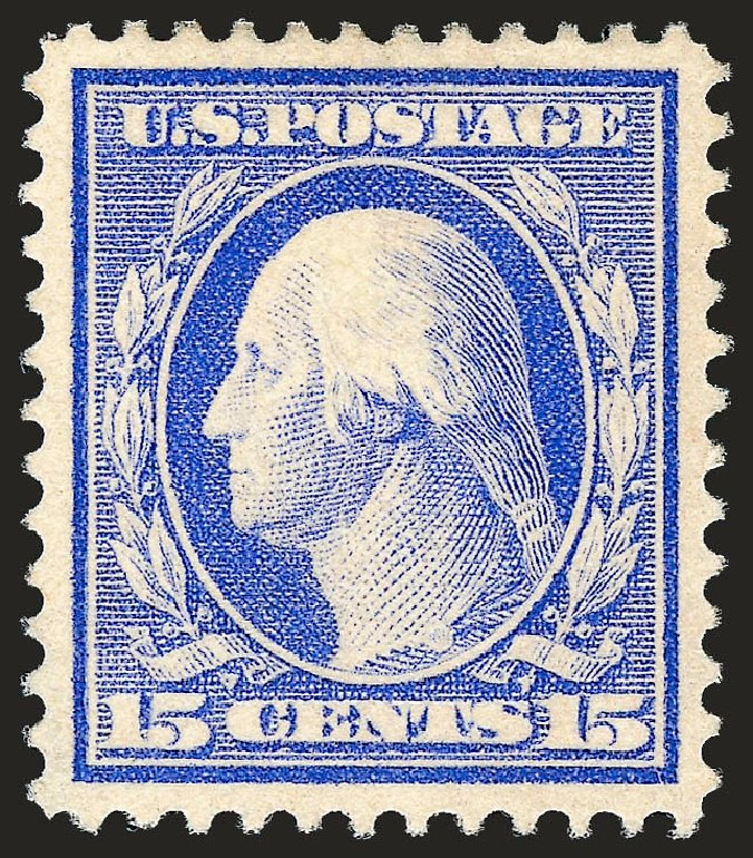 Value of US Stamp Scott Catalogue # 382 - 1911 15c Washington Perf 12. Robert Siegel Auction Galleries, Oct 2008, Sale 963, Lot 961