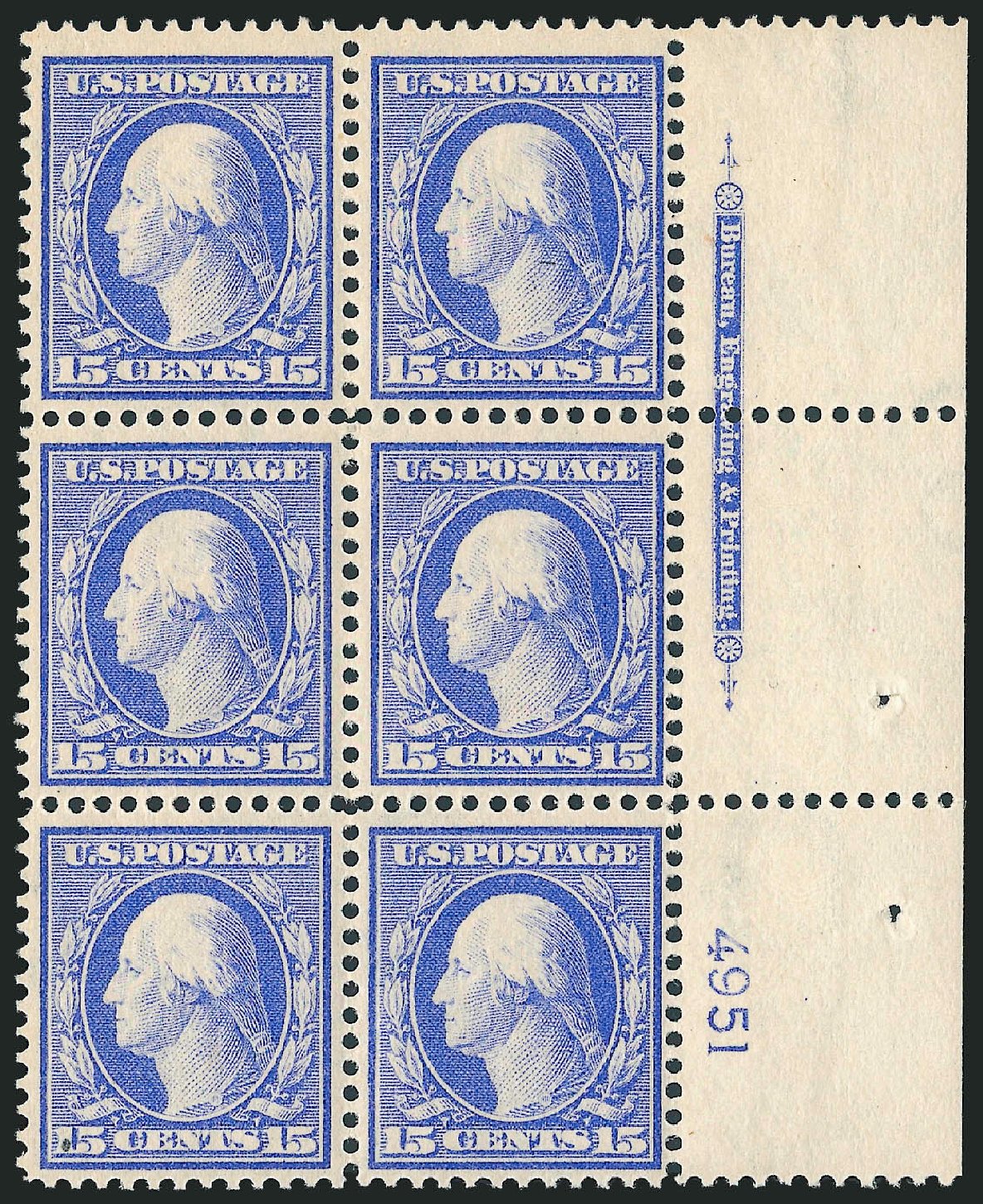 US Stamp Prices Scott Cat. #382: 1911 15c Washington Perf 12. Robert Siegel Auction Galleries, Mar 2014, Sale 1067, Lot 1465