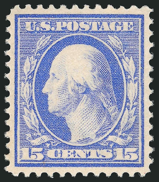 US Stamp Values Scott Cat. # 382 - 1911 15c Washington Perf 12. Robert Siegel Auction Galleries, Oct 2011, Sale 1013, Lot 383