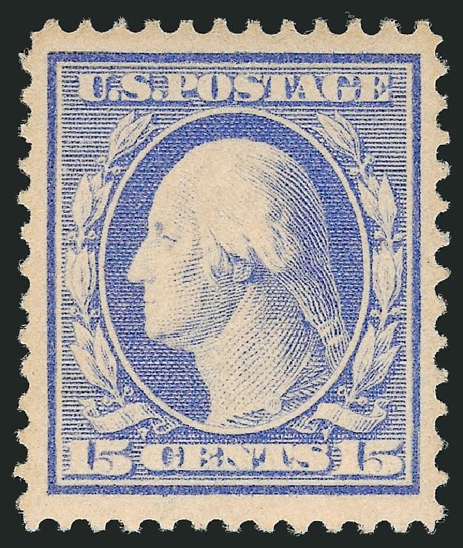 US Stamps Prices Scott Catalogue 382 - 15c 1911 Washington Perf 12. Robert Siegel Auction Galleries, Sep 2009, Sale 968B, Lot 483