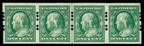 US Stamps Prices Scott Catalog 383 - 1911 1c Franklin Imperf. Matthew Bennett International, Dec 2007, Sale 325, Lot 2017