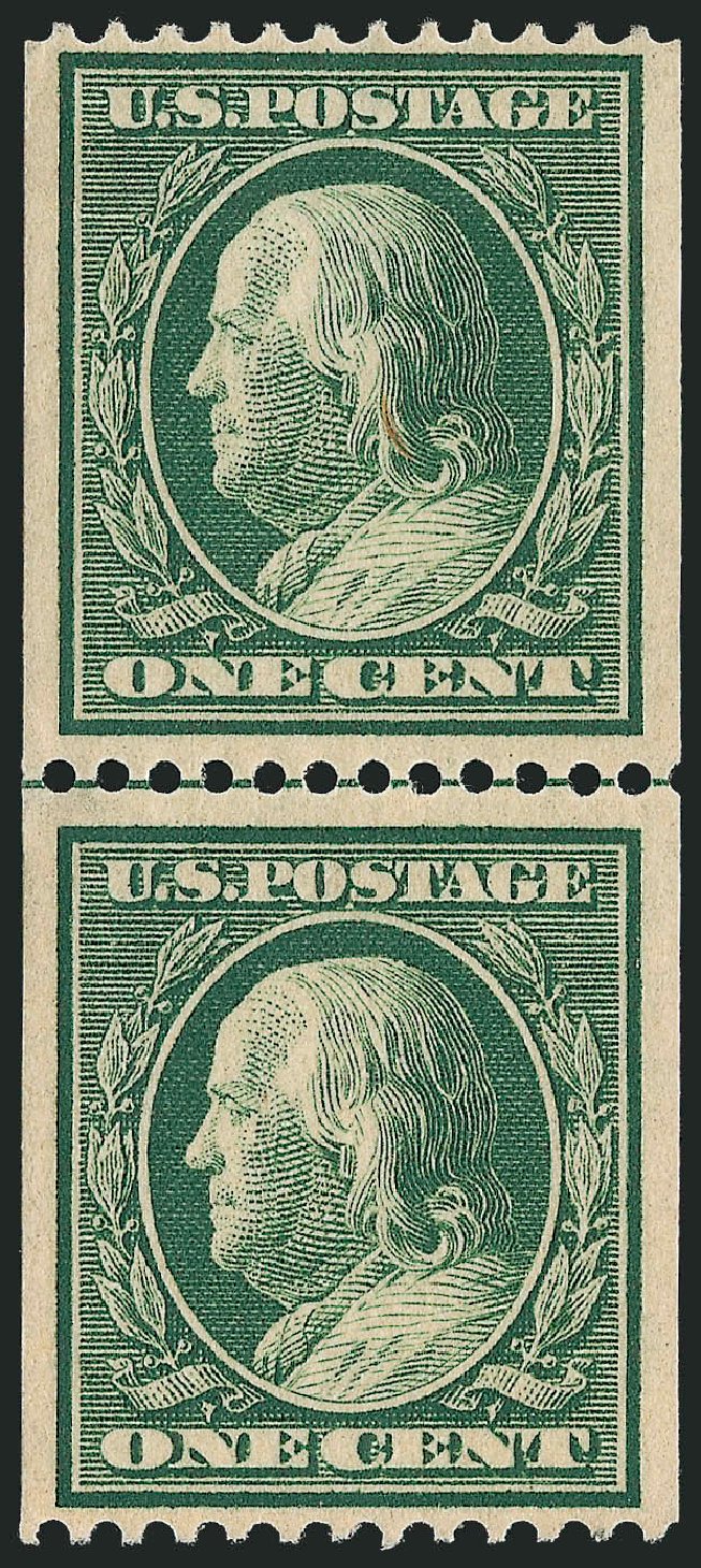 Costs of US Stamps Scott #385: 1910 1c Franklin Coil. Robert Siegel Auction Galleries, Oct 2011, Sale 1014, Lot 1837