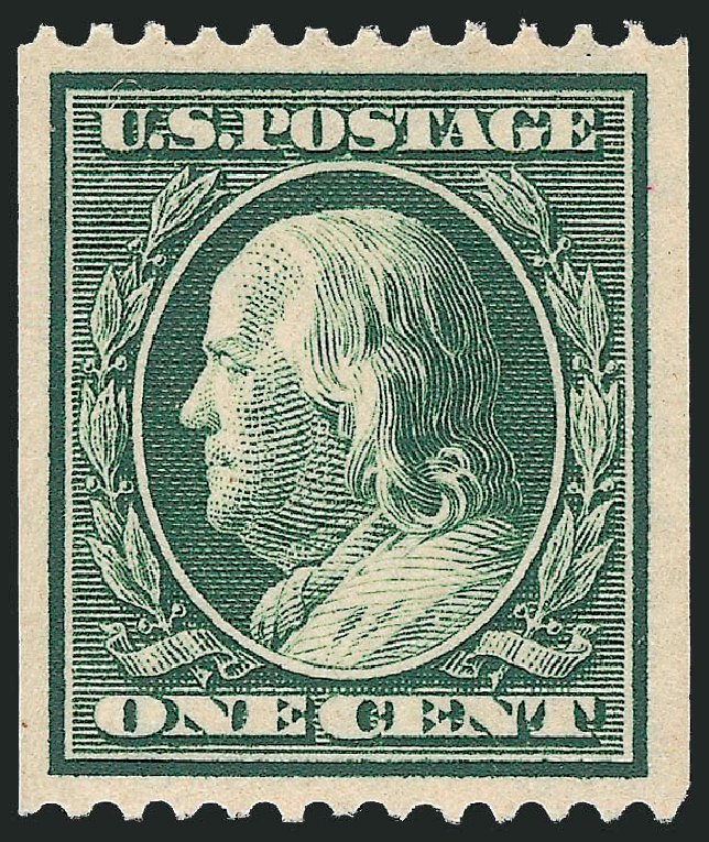 Value of US Stamps Scott 385: 1910 1c Franklin Coil. Robert Siegel Auction Galleries, Sep 2009, Sale 968B, Lot 487
