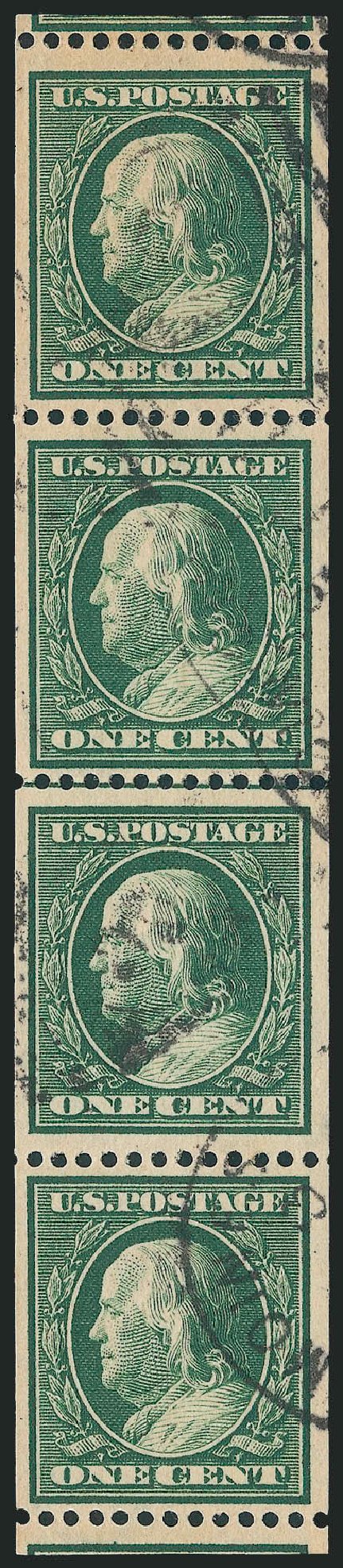 Value of US Stamps Scott # 385 - 1c 1910 Franklin Coil. Robert Siegel Auction Galleries, Oct 2011, Sale 1014, Lot 1838