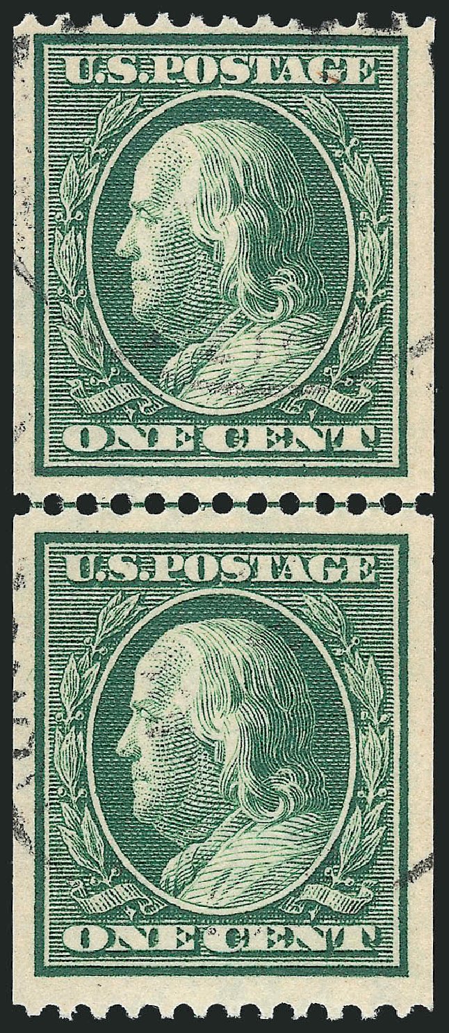 Prices of US Stamp Scott Catalog # 385 - 1910 1c Franklin Coil. Robert Siegel Auction Galleries, Feb 2015, Sale 1093, Lot 200