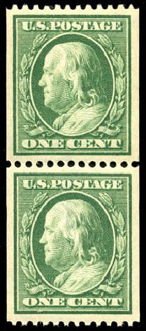 US Stamp Price Scott Catalogue #385: 1910 1c Franklin Coil. Matthew Bennett International, Apr 2008, Sale 326, Lot 361