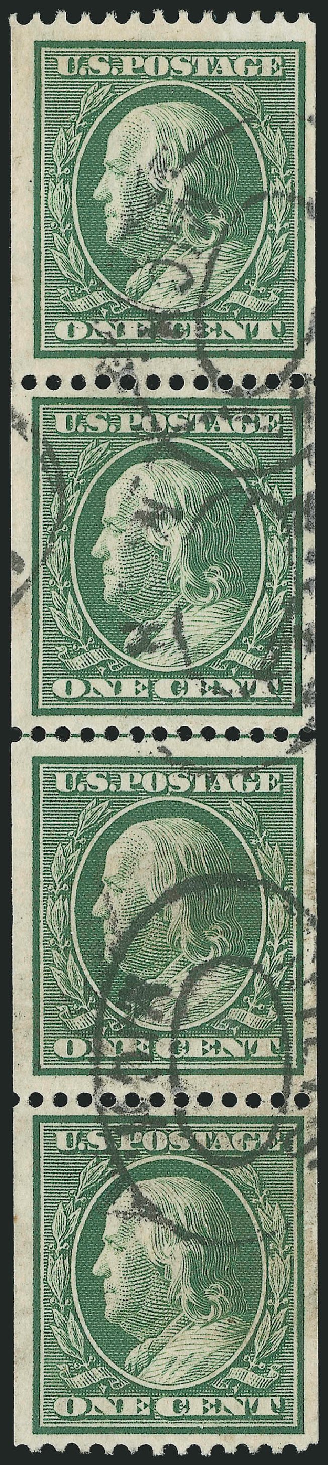US Stamp Value Scott # 385: 1910 1c Franklin Coil. Robert Siegel Auction Galleries, Feb 2015, Sale 1093, Lot 201
