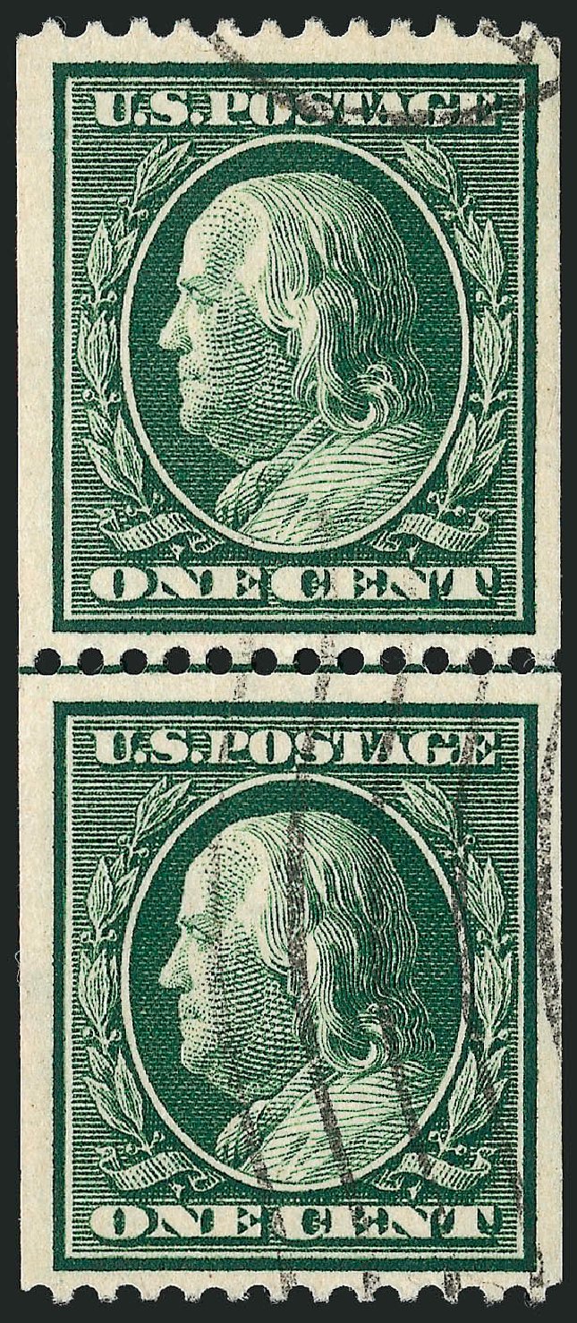 Prices of US Stamps Scott Catalogue #385 - 1c 1910 Franklin Coil. Robert Siegel Auction Galleries, Sep 2008, Sale 962, Lot 2691