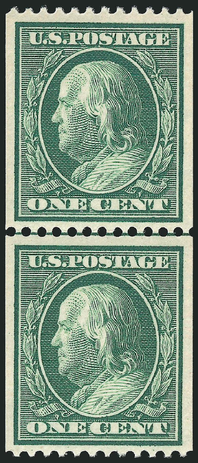 Costs of US Stamps Scott Catalogue #385 - 1c 1910 Franklin Coil. Robert Siegel Auction Galleries, Oct 2011, Sale 1013, Lot 384