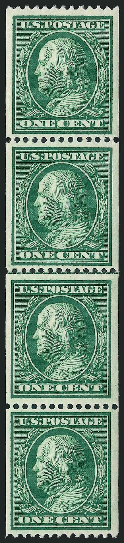 Price of US Stamp Scott Cat. 385: 1910 1c Franklin Coil. Robert Siegel Auction Galleries, Mar 2012, Sale 1019, Lot 764