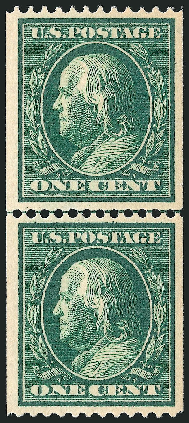 US Stamps Values Scott Catalogue 385 - 1c 1910 Franklin Coil. Robert Siegel Auction Galleries, Nov 2013, Sale 1061, Lot 3875