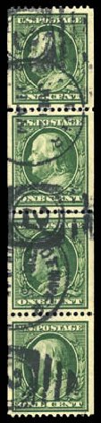 US Stamp Price Scott Catalogue #385 - 1910 1c Franklin Coil. Matthew Bennett International, Mar 2011, Sale 336, Lot 1282