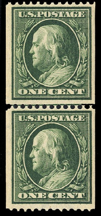 US Stamp Values Scott Cat. 385 - 1c 1910 Franklin Coil. Cherrystone Auctions, May 2013, Sale 201305, Lot 116