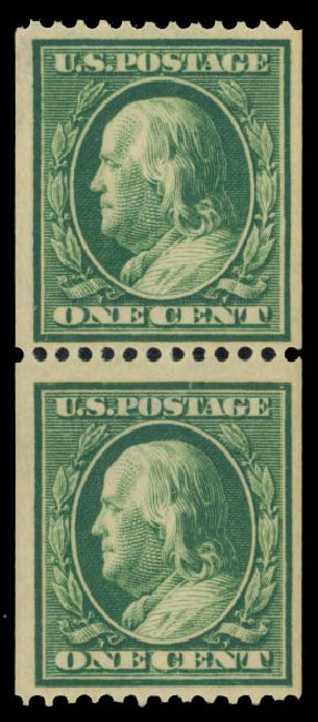 Costs of US Stamps Scott Catalogue # 385: 1910 1c Franklin Coil. Daniel Kelleher Auctions, Sep 2014, Sale 655, Lot 456