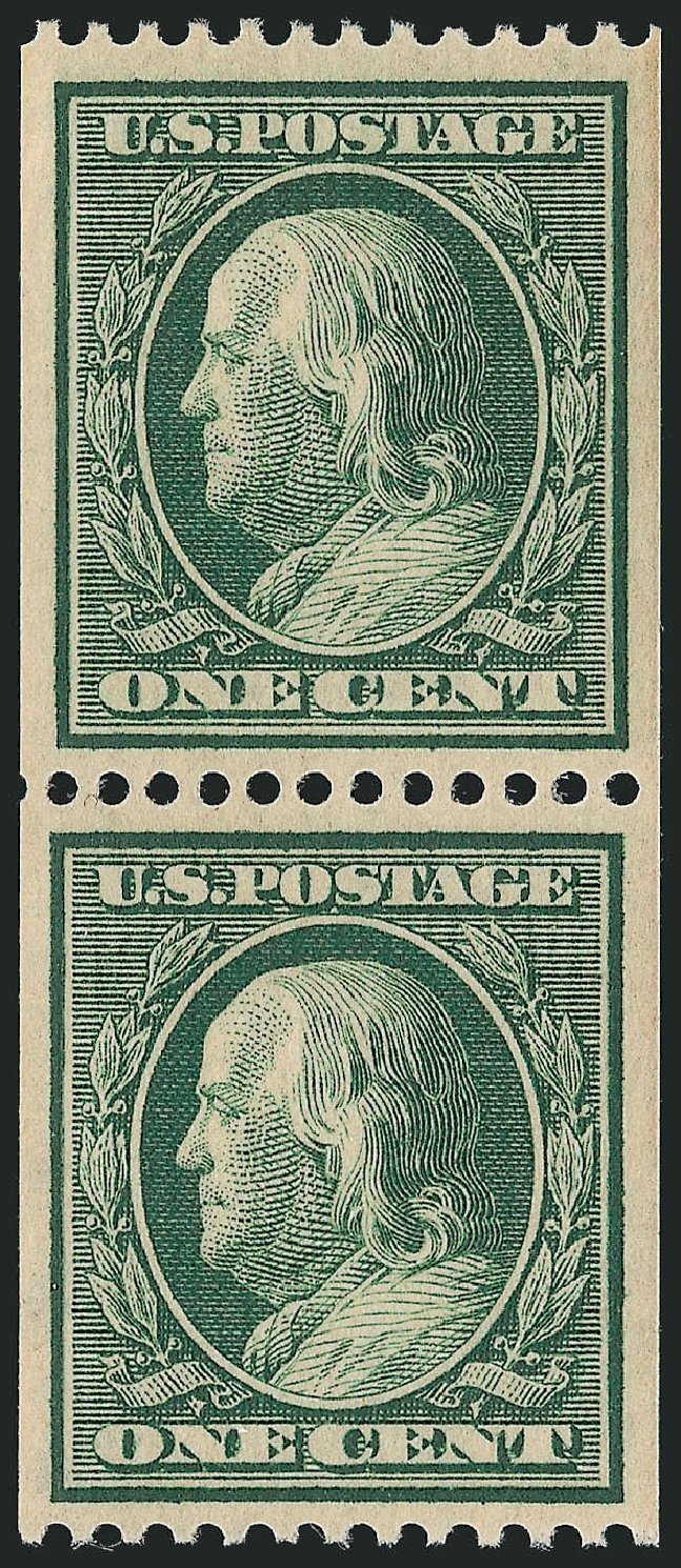Value of US Stamp Scott Cat. 385: 1c 1910 Franklin Coil. Robert Siegel Auction Galleries, Sep 2009, Sale 968B, Lot 486