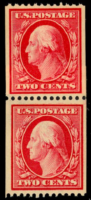 Values of US Stamps Scott Catalog 386 - 2c 1910 Washington Coil. Daniel Kelleher Auctions, May 2014, Sale 652, Lot 567
