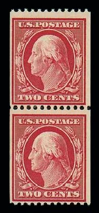 Values of US Stamp Scott Catalogue # 386 - 1910 2c Washington Coil. Matthew Bennett International, Dec 2007, Sale 325, Lot 2019
