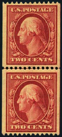 US Stamps Value Scott Cat. 386: 1910 2c Washington Coil. Harmer-Schau Auction Galleries, Aug 2012, Sale 94, Lot 1520
