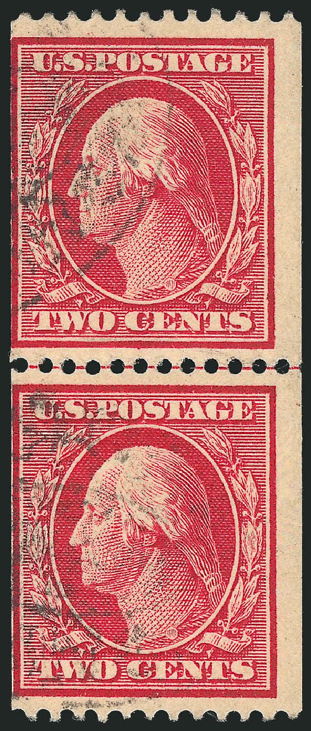Values of US Stamp Scott Catalog #386 - 1910 2c Washington Coil. Robert Siegel Auction Galleries, Sep 2012, Sale 1028, Lot 354