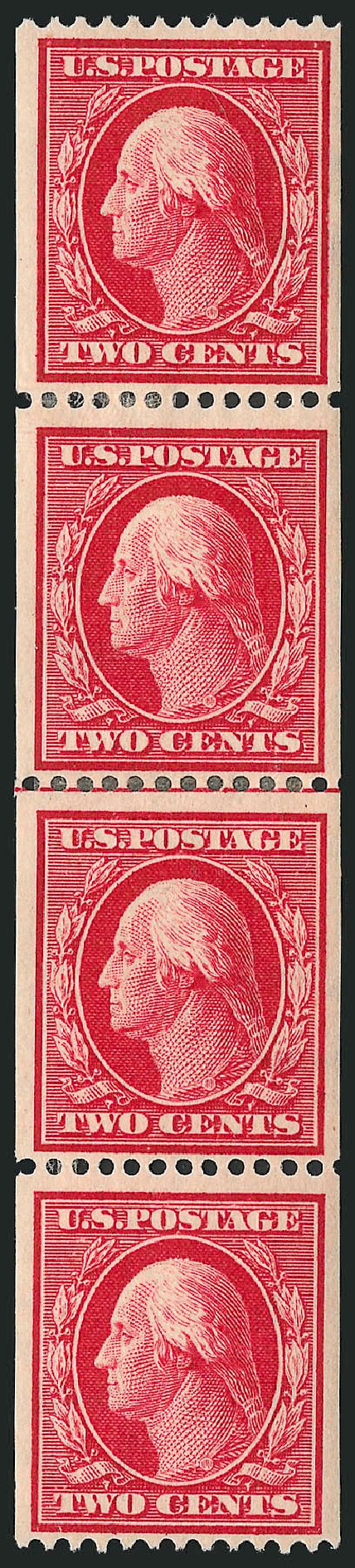Values of US Stamp Scott Cat. #386 - 1910 2c Washington Coil. Robert Siegel Auction Galleries, Mar 2012, Sale 1019, Lot 765