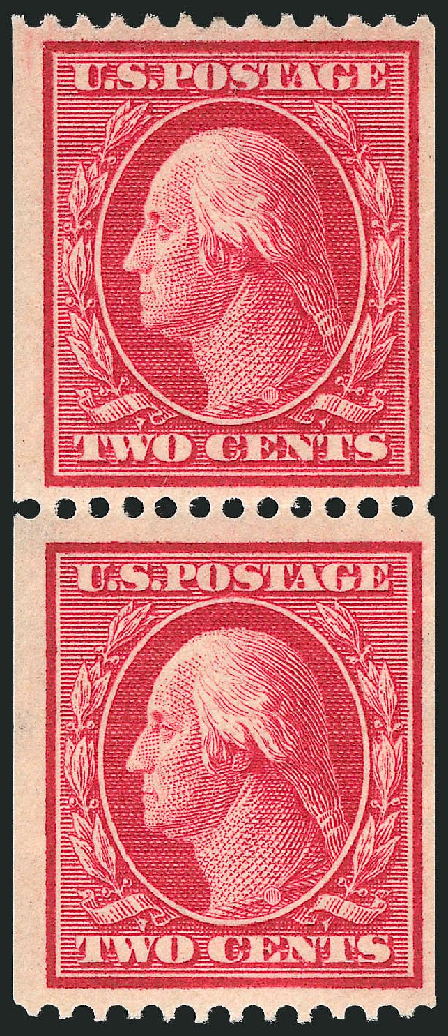 Value of US Stamp Scott Catalogue 386: 1910 2c Washington Coil. Robert Siegel Auction Galleries, Jun 2009, Sale 975, Lot 1772
