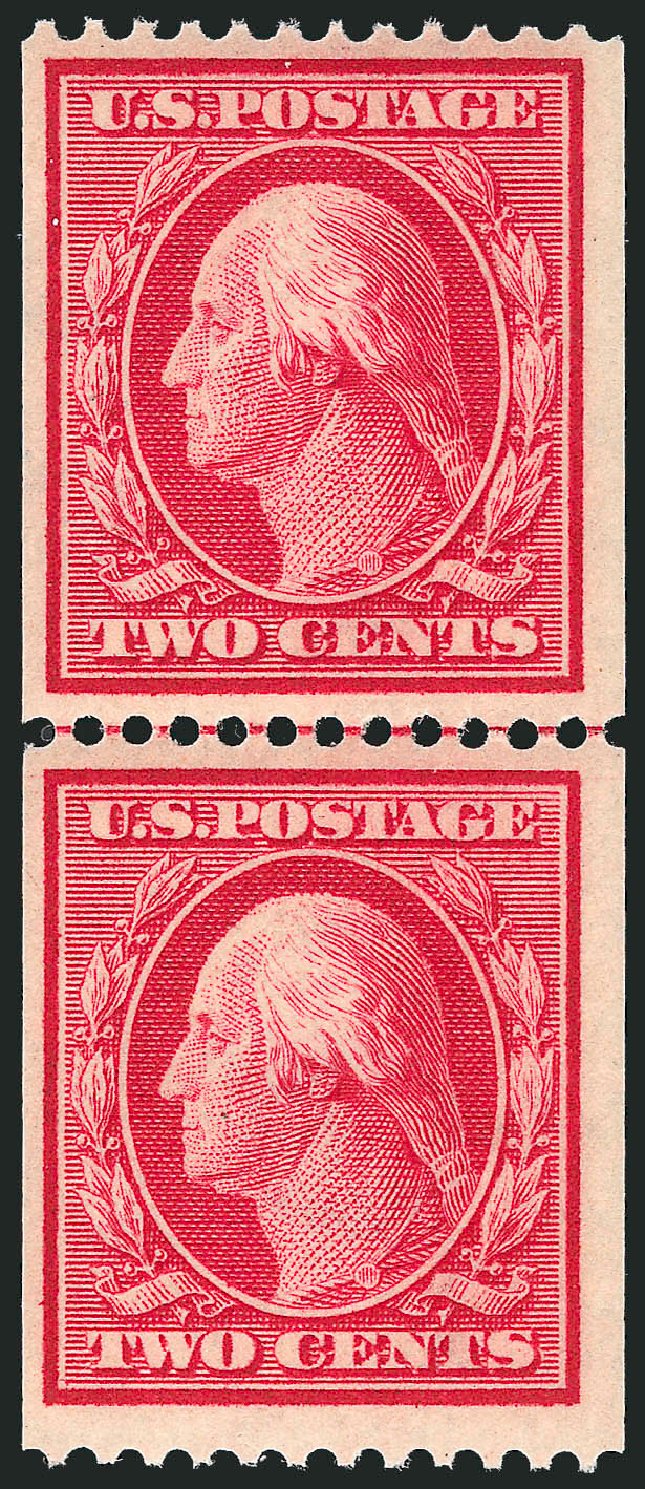 Value of US Stamp Scott Catalog # 386 - 1910 2c Washington Coil. Robert Siegel Auction Galleries, Oct 2011, Sale 1013, Lot 386