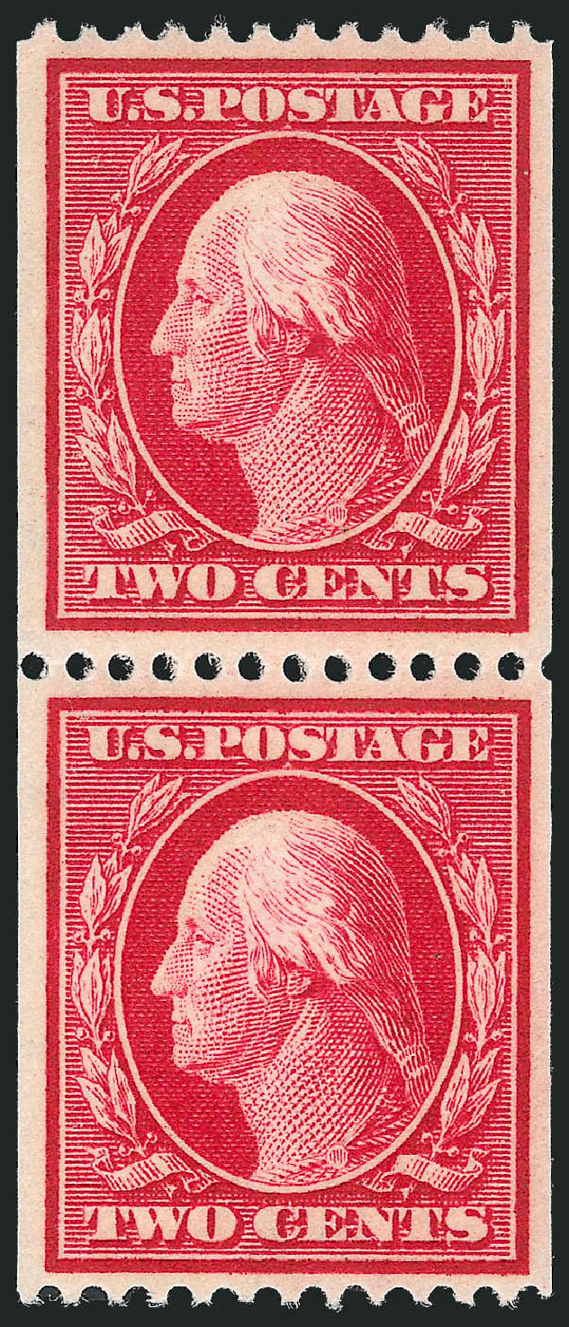 US Stamp Prices Scott Catalog 386: 1910 2c Washington Coil. Robert Siegel Auction Galleries, Oct 2012, Sale 1033, Lot 4206