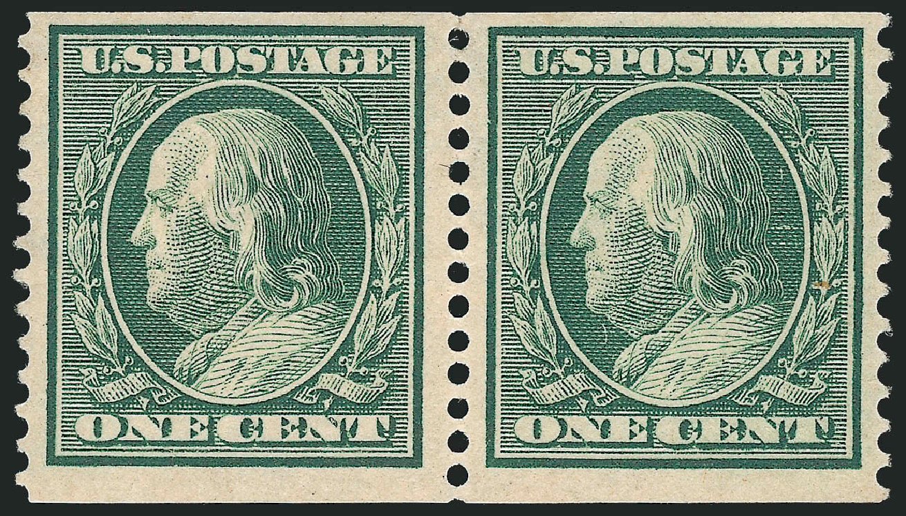 US Stamps Prices Scott Catalogue 387: 1c 1910 Franklin Coil. Robert Siegel Auction Galleries, Nov 2013, Sale 1061, Lot 3877