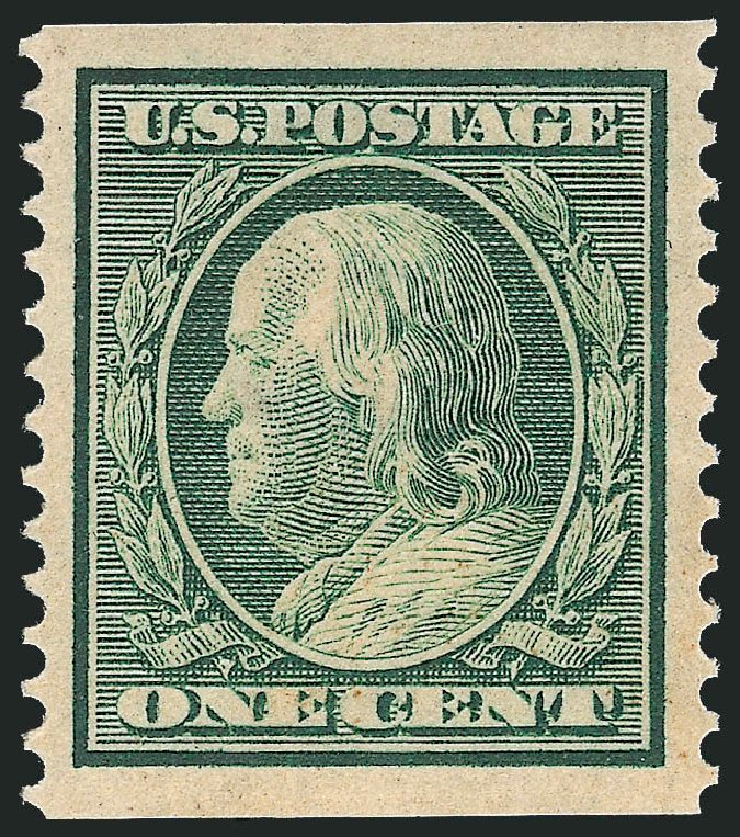 Values of US Stamp Scott Catalog #387 - 1c 1910 Franklin Coil. Robert Siegel Auction Galleries, Mar 2014, Sale 1067, Lot 1467