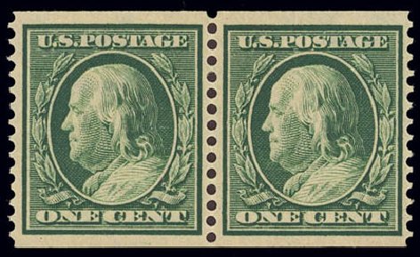 Cost of US Stamp Scott Catalog # 387 - 1c 1910 Franklin Coil. Daniel Kelleher Auctions, Feb 2013, Sale 634, Lot 248