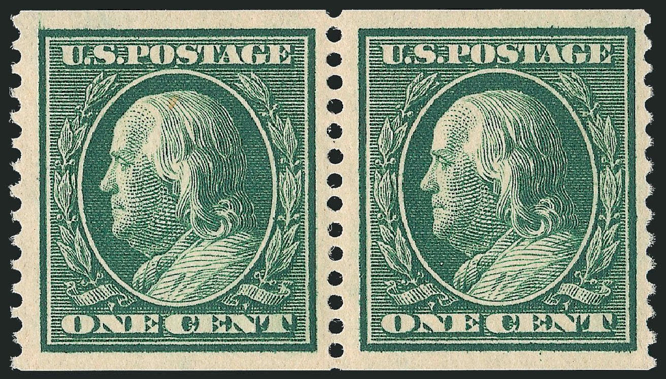 Cost of US Stamp Scott Catalog # 387 - 1910 1c Franklin Coil. Robert Siegel Auction Galleries, Oct 2011, Sale 1013, Lot 389