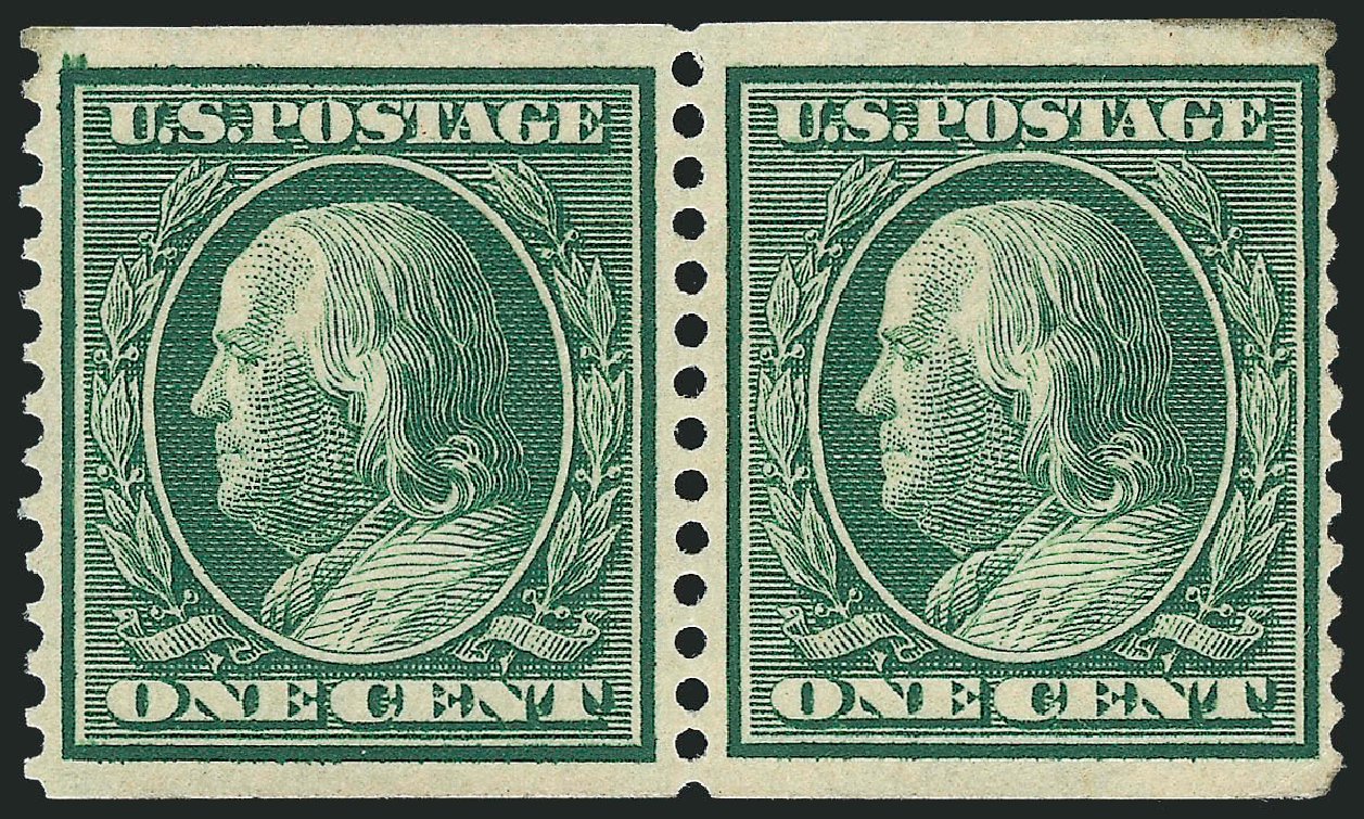 Price of US Stamps Scott Catalogue #387 - 1910 1c Franklin Coil. Robert Siegel Auction Galleries, Oct 2011, Sale 1014, Lot 1839