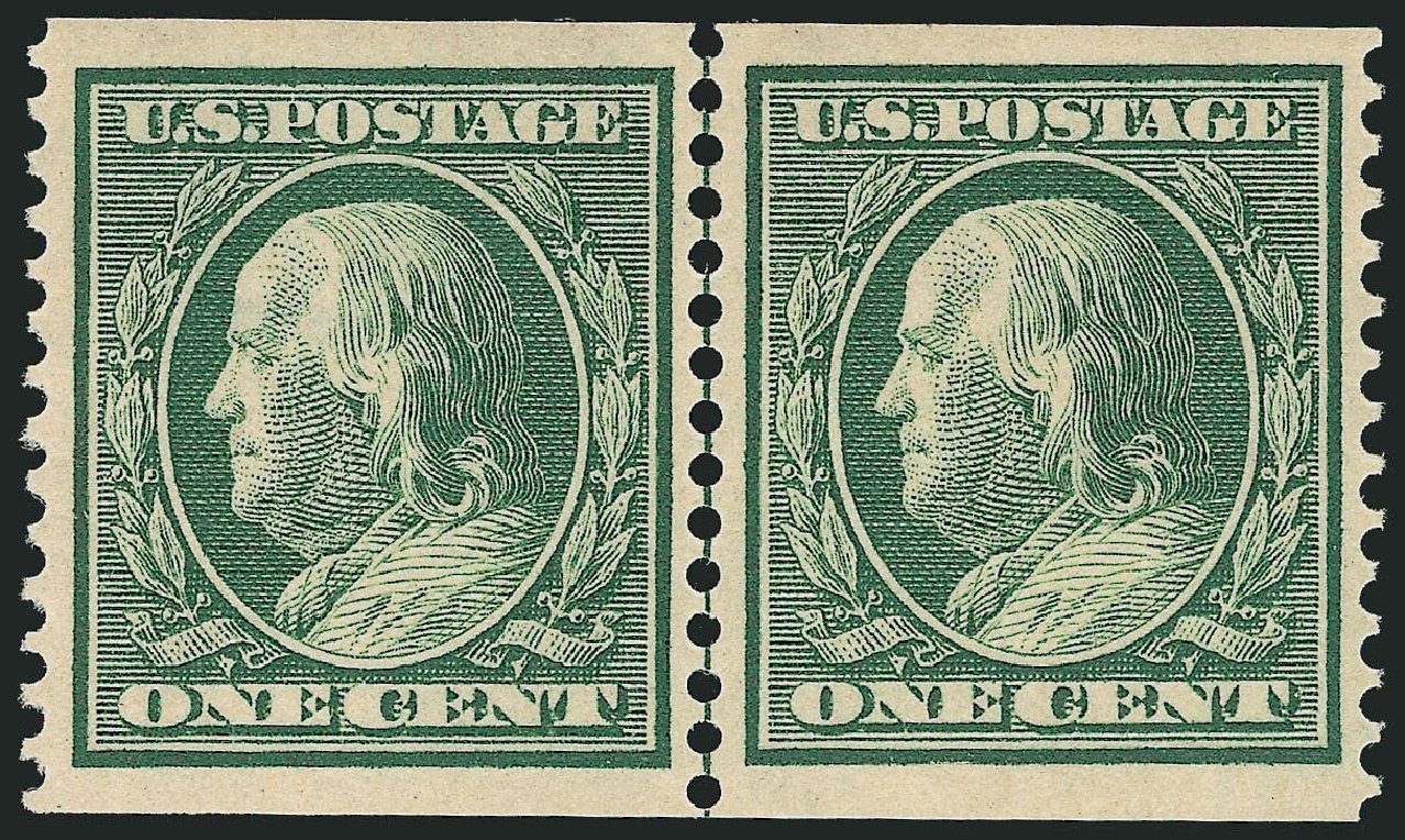 US Stamp Price Scott # 387 - 1910 1c Franklin Coil. Robert Siegel Auction Galleries, Dec 2012, Sale 1037, Lot 2024