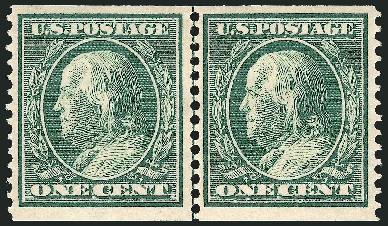 Cost of US Stamps Scott Catalogue #387: 1910 1c Franklin Coil. Robert Siegel Auction Galleries, Dec 2013, Sale 1062, Lot 565