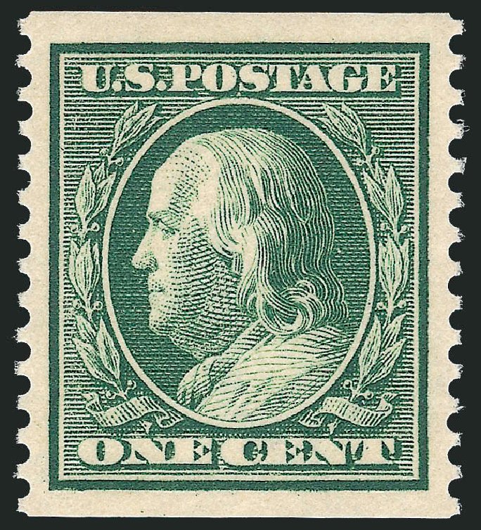 Values of US Stamps Scott #387 - 1910 1c Franklin Coil. Robert Siegel Auction Galleries, Dec 2011, Sale 1017, Lot 783