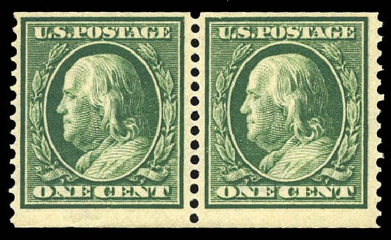Value of US Stamp Scott #387: 1c 1910 Franklin Coil. Matthew Bennett International, Mar 2011, Sale 337, Lot 2856